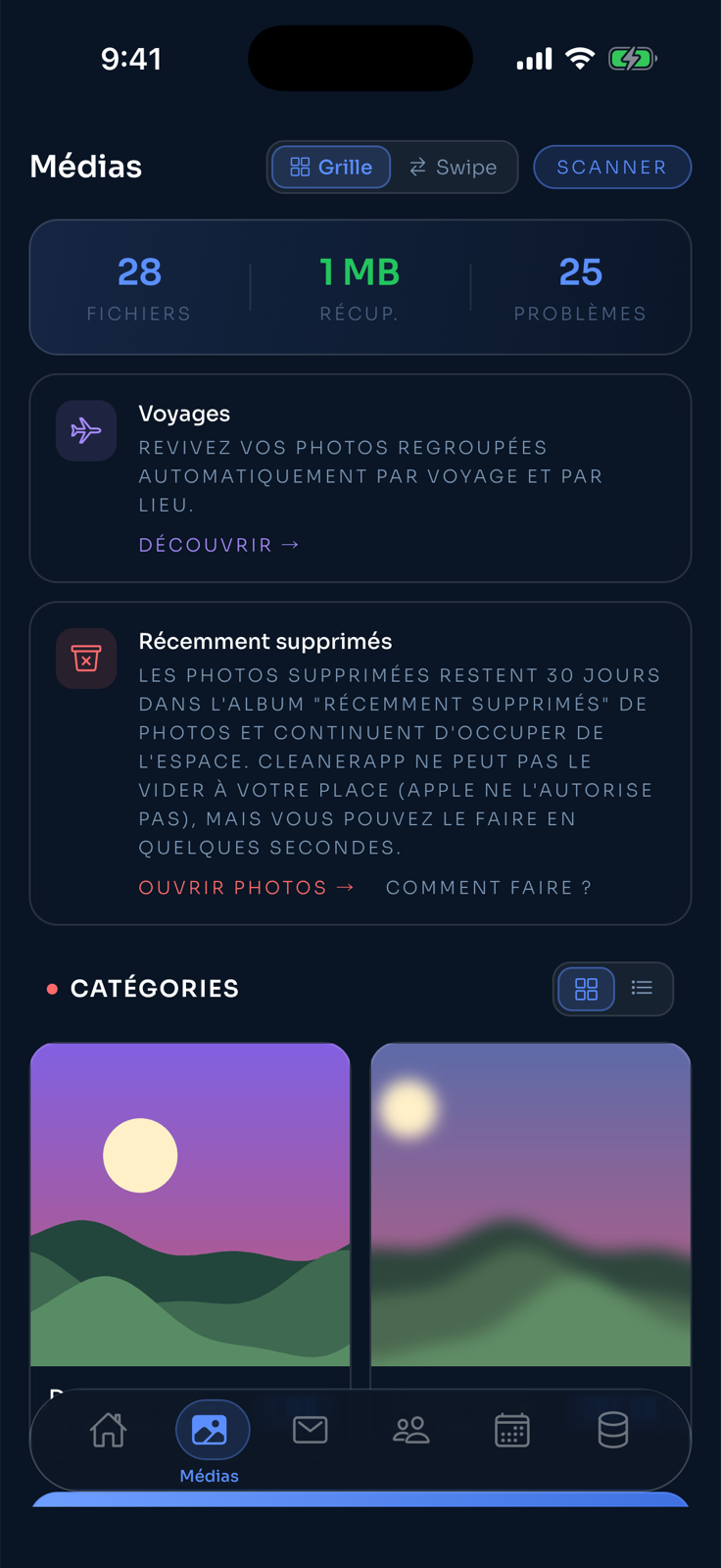 CleanerApp Media screen