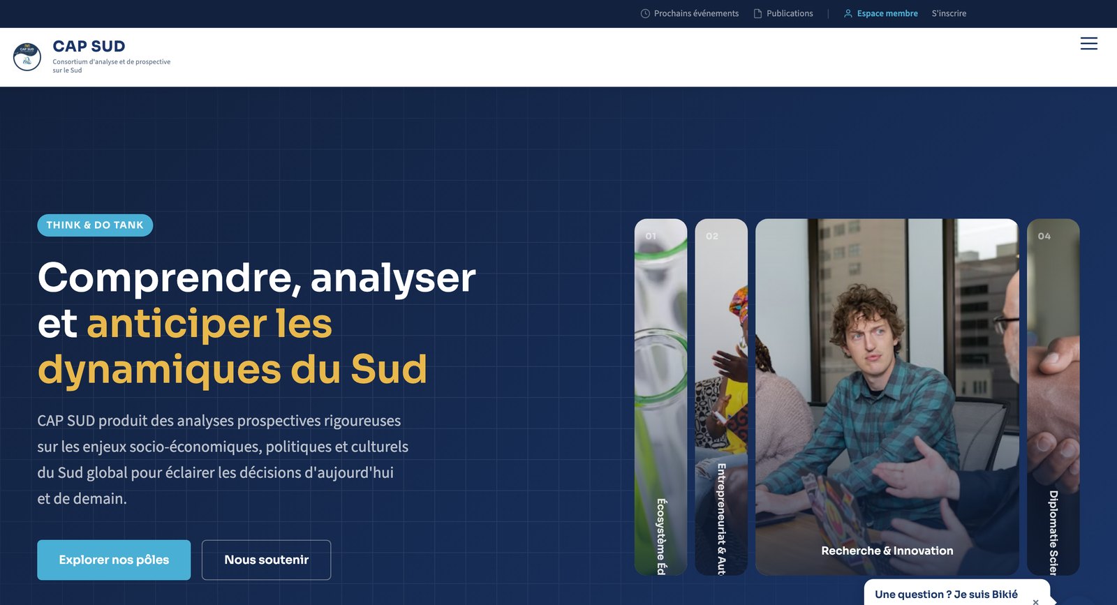 CAP SUD website homepage, Consortium for analysis and foresight on the Global South