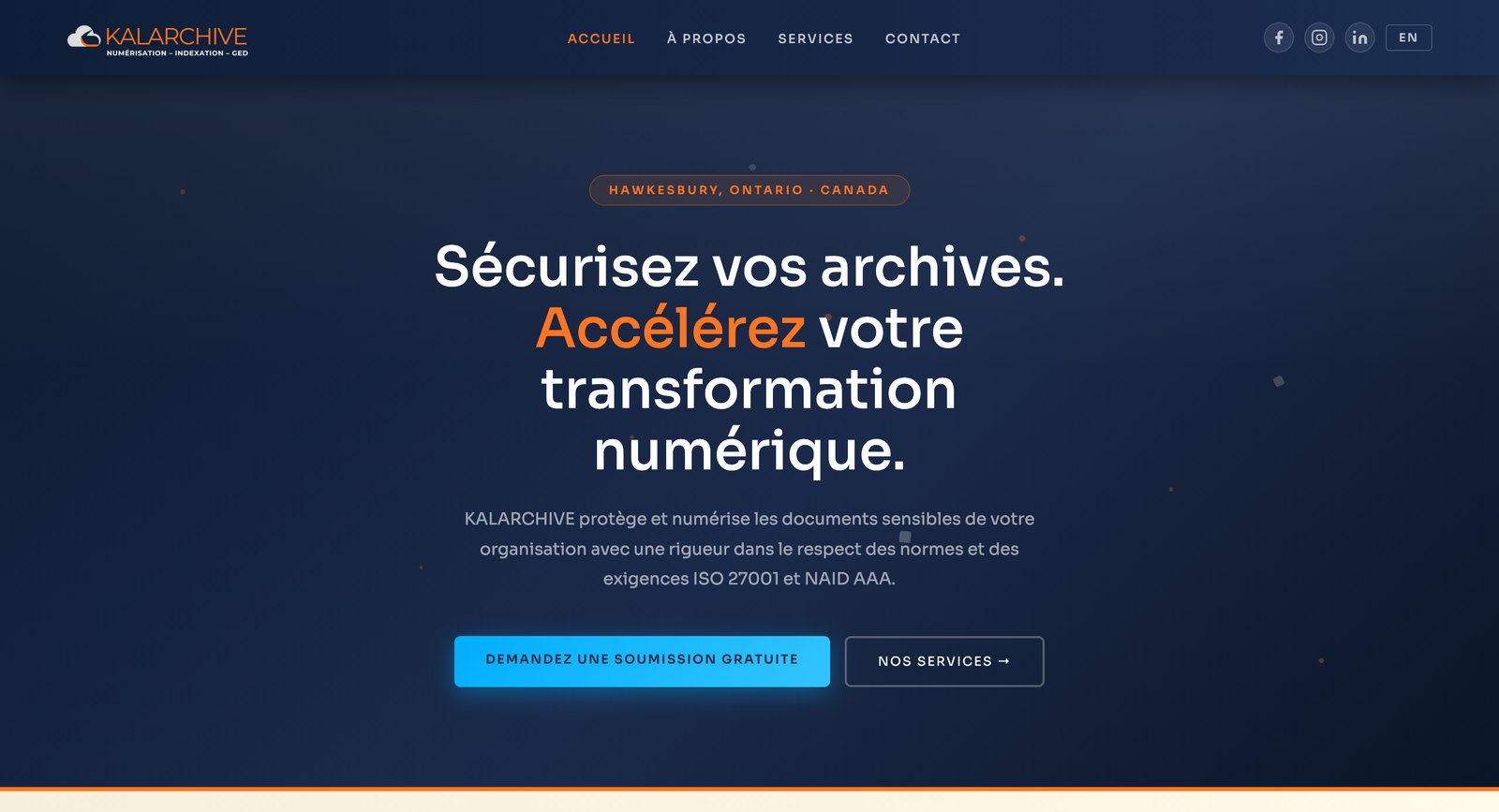 Kalarchive website homepage